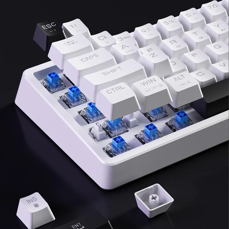 ERAZER MK68 68-Key Mechanical Keyboard Blue Red Switch RGB Backlit Type-C Wired Gaming Keyboard (Invested By Lenovo) - White