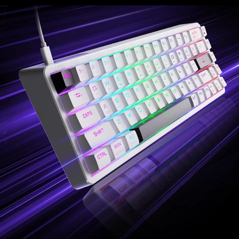 ERAZER MK68 68-Key Mechanical Keyboard Blue Red Switch RGB Backlit Type-C Wired Gaming Keyboard (Invested By Lenovo) - White