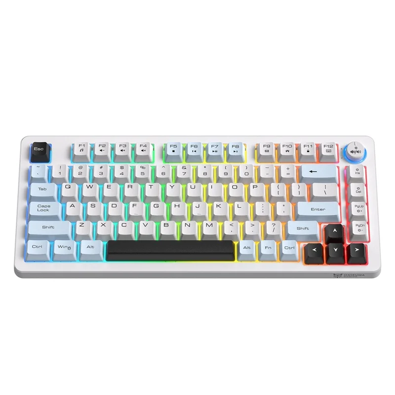 ONIKUMA MT501 81 Keys Gaming Keyboard 3-Mode Wireless 2.4G Bluetooth-compatible Type-C RGB Backlight PC Keyboard - White