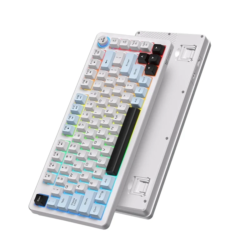 ONIKUMA MT501 81 Keys Gaming Keyboard 3-Mode Wireless 2.4G Bluetooth-compatible Type-C RGB Backlight PC Keyboard - White
