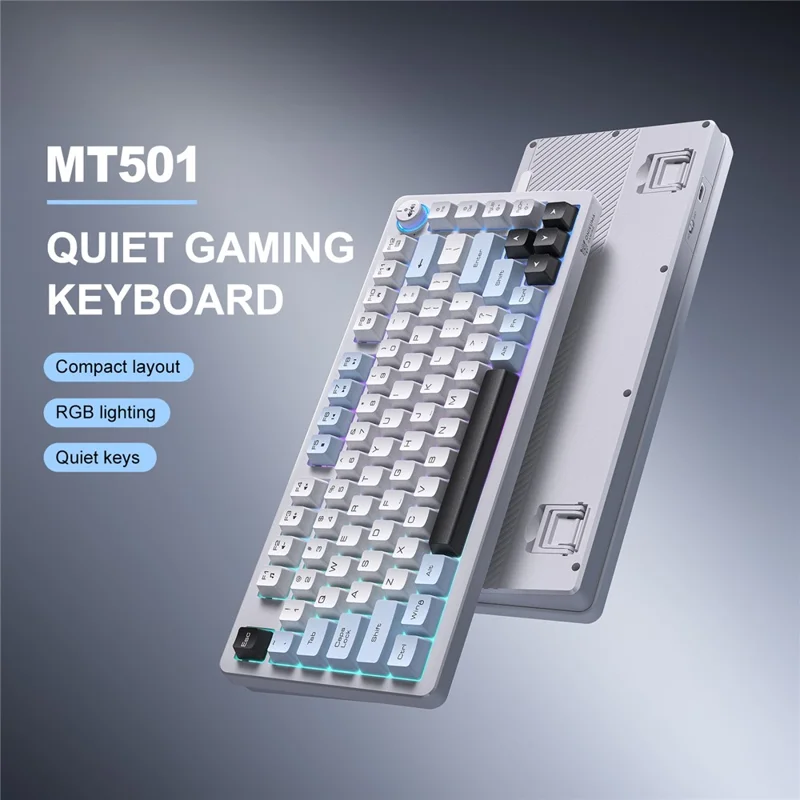 ONIKUMA MT501 81 Keys Gaming Keyboard 3-Mode Wireless 2.4G Bluetooth-compatible Type-C RGB Backlight PC Keyboard - White