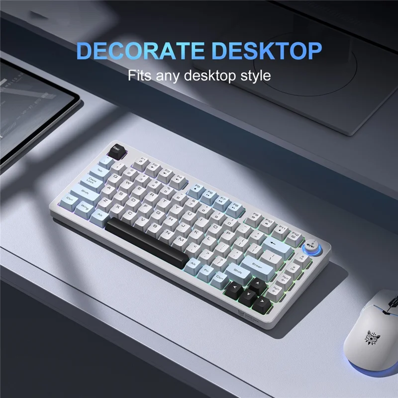ONIKUMA MT501 81 Keys Gaming Keyboard 3-Mode Wireless 2.4G Bluetooth-compatible Type-C RGB Backlight PC Keyboard - White
