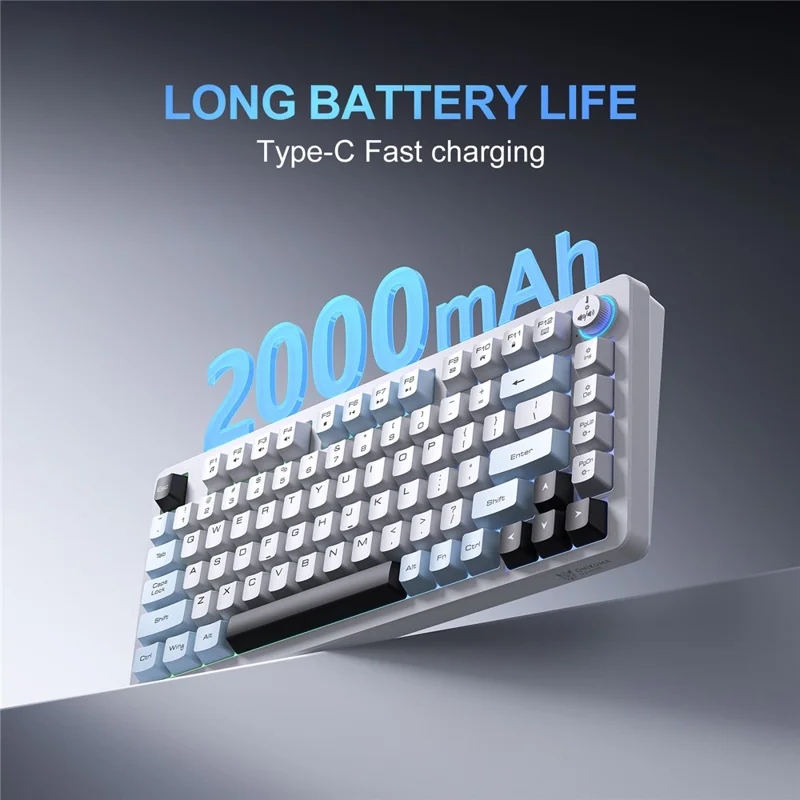 ONIKUMA MT501 81 Keys Gaming Keyboard 3-Mode Wireless 2.4G Bluetooth-compatible Type-C RGB Backlight PC Keyboard - White
