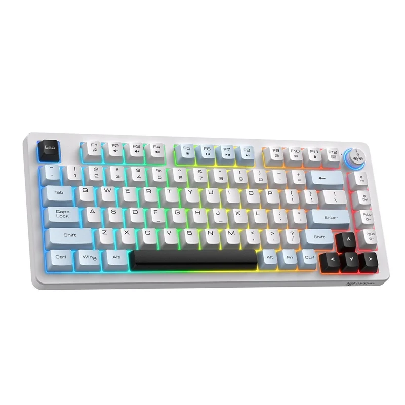ONIKUMA MT501 81 Keys Gaming Keyboard 3-Mode Wireless 2.4G Bluetooth-compatible Type-C RGB Backlight PC Keyboard - White