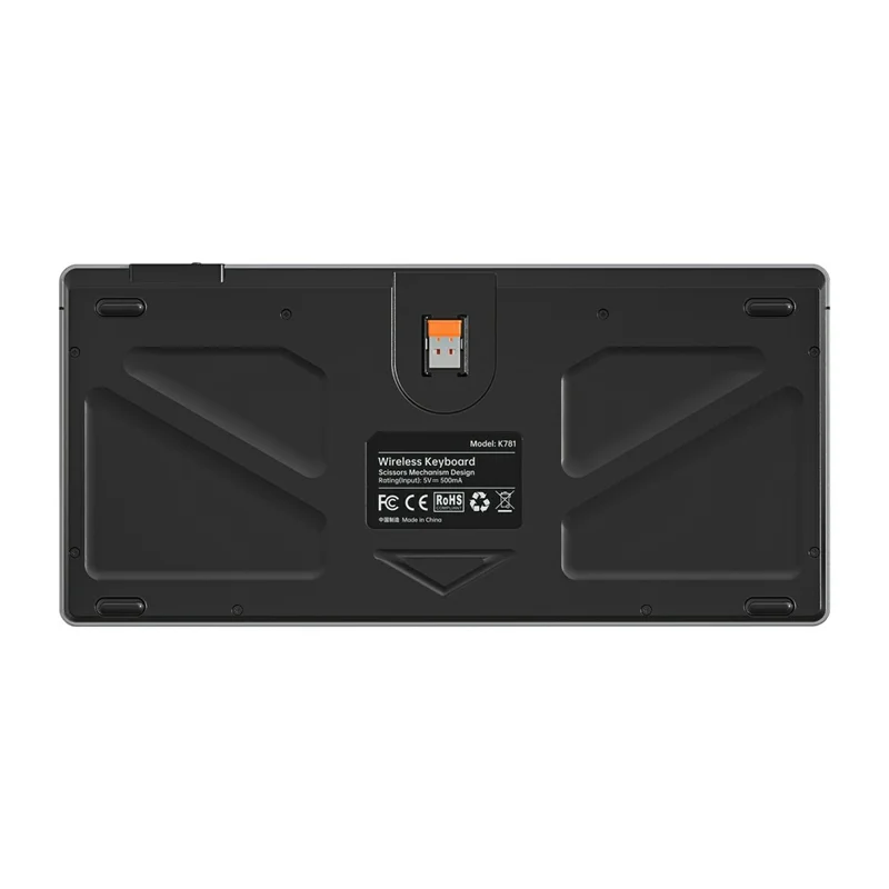 HXSJ MK781 Type-C Clavier et Souris Sans Fil 2,4 G Bluetooth, Ensemble de Clavier et Souris à Coque Transparente, 78 Touches, Trois Modes, pour Usage Professionnel - Gris Noir