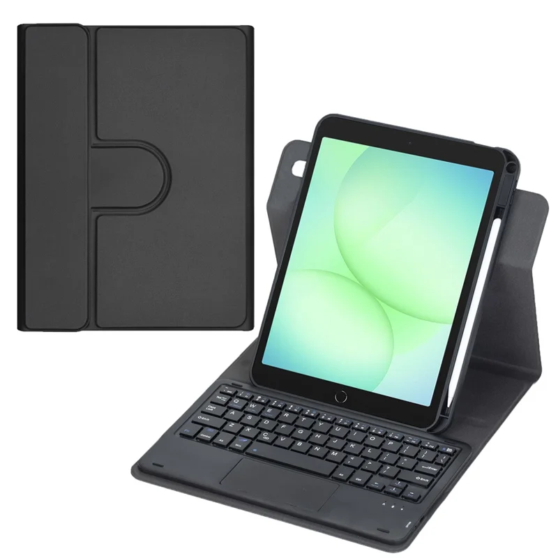L240B-A For Samsung Galaxy Tab A11+ / Tab A9+ Rotating Keyboard Case with Touchpad Stand Protective Cover - Black