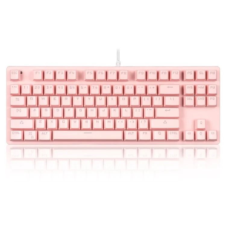 K87 87 Keys Blue Switch Mechanical Gaming Keyboard with Nine Lighting Effect - Pink