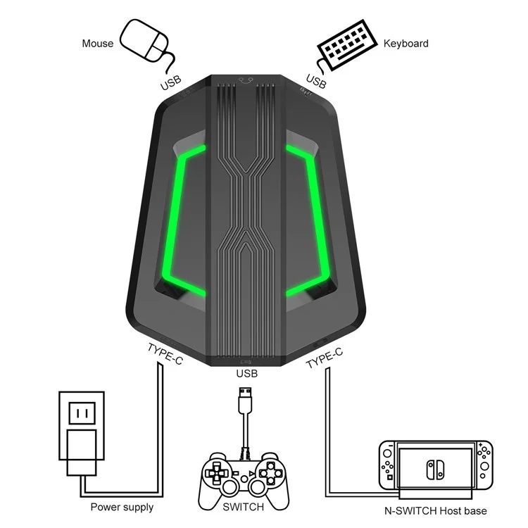 HXSJ P6 Tastatur Mauswandler + J900 Honeycomb Programmierbares Gaming -maus + V100 Eine Handspieltastatur