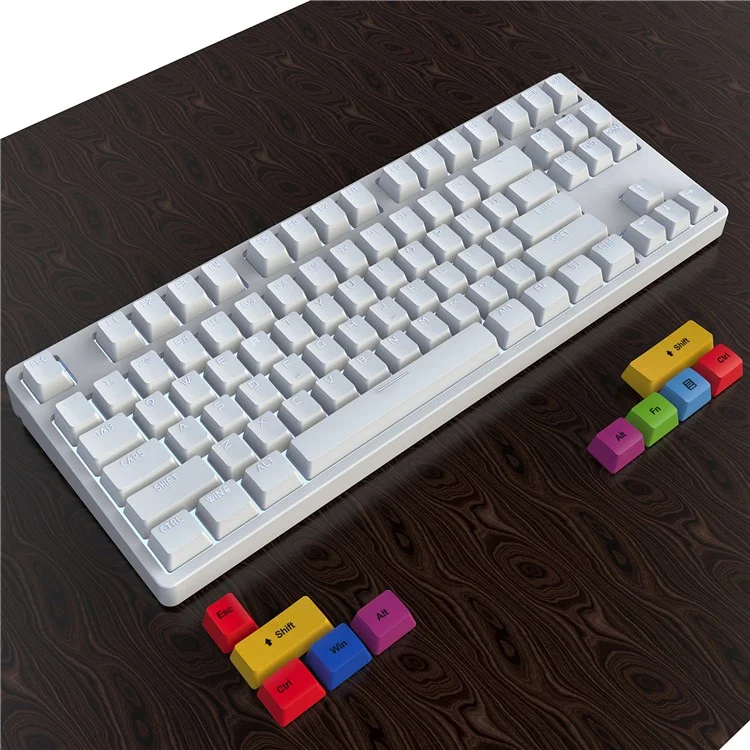 HXSJ L600 87-key Red Switches Wired Portable Keyboard Mechanical Gaming Keyboard with Backlit for Home Office - White
