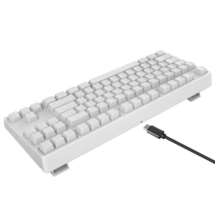 HXSJ L600 87-key Red Switches Wired Portable Keyboard Mechanical Gaming Keyboard with Backlit for Home Office - White