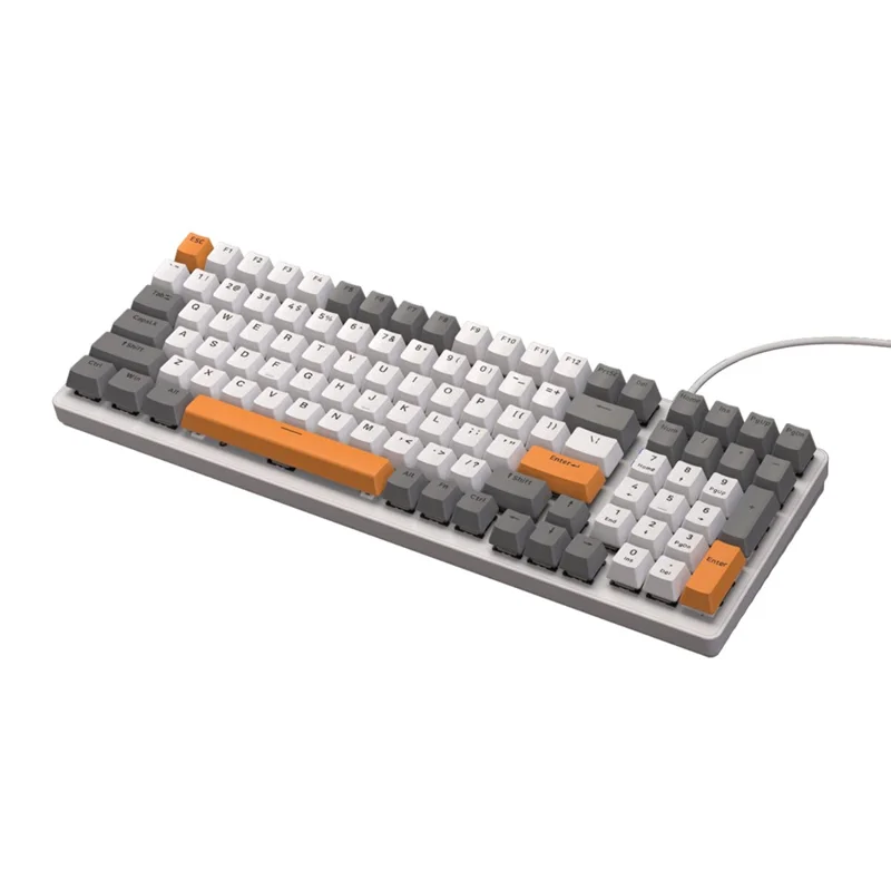 FREE WOLF K3 Mechanical Keyboard 100-Key Gaming Keyboard with Colorful Light Effects for Office Home Computers Laptops - White
