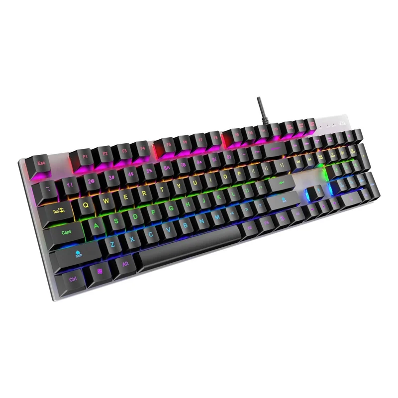 FREE WOLF K1 104 Keys Full Size Mechanical Gaming Keyboard RGB Backlit USB Keyboard for PC Gamer Laptop - Blue Switch