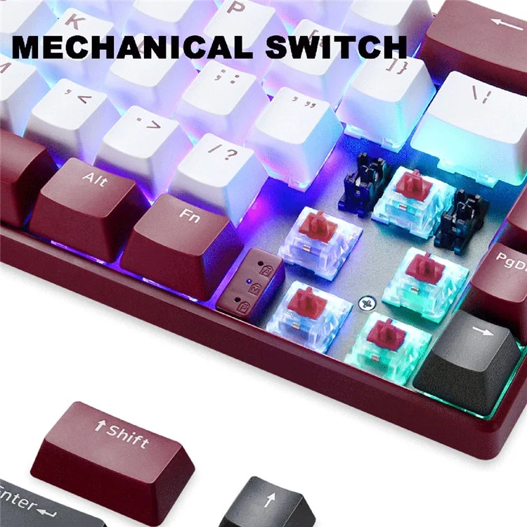 MOTOSPEED BK67 Clavier mécanique de jeu pour ordinateur portable 67 touches, rétroéclairage RVB, Bluetooth 5.0 sans fil / filaire - Rouge 