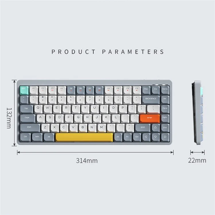 YK75 wiederaufladbare Bluetooth/Kabel/2,4-G-Funk-Tastatur mit Hintergrundbeleuchtung - Computermechanische Tastatur - Grau
