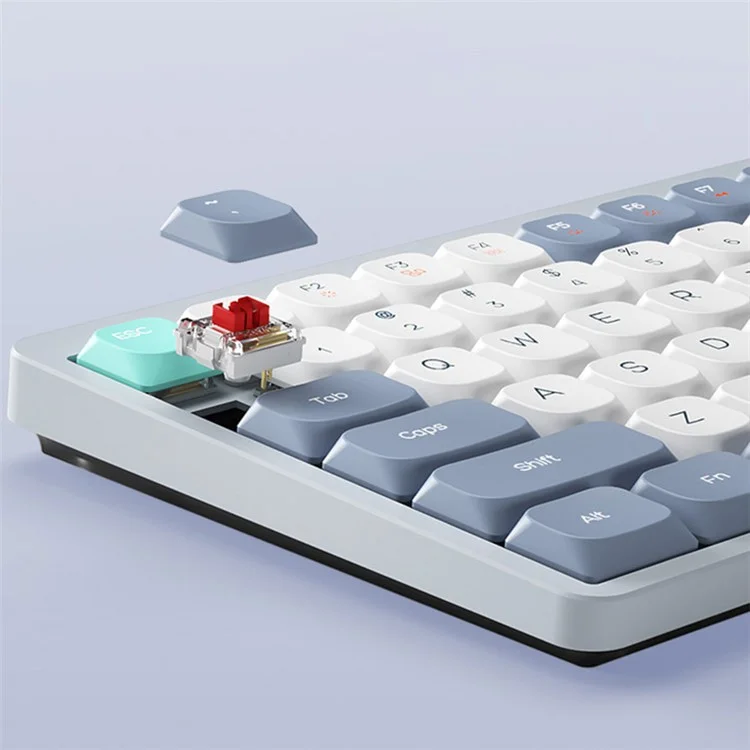 YK75 wiederaufladbare Bluetooth/Kabel/2,4-G-Funk-Tastatur mit Hintergrundbeleuchtung - Computermechanische Tastatur - Grau