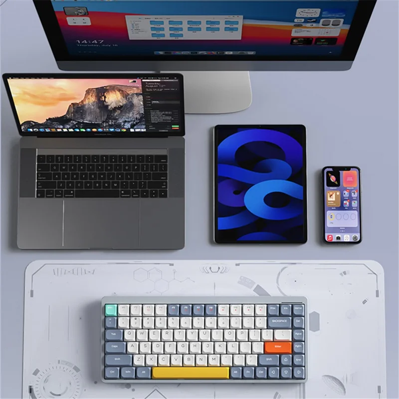 YK75 Laddbar Bluetooth-kompatibel / Kabel / 2,4G Trådlös Tangentbord Med Bakgrundsbelysning Dator Mekaniskt Tangentbord - Svart