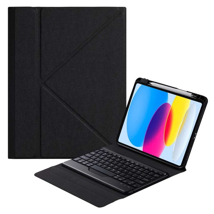 B10 For iPad (2025) / 10.9 (2022) Bluetooth-Compatible Keyboard Tablet Protective Case Stand Cover with Pen Slot - Black
