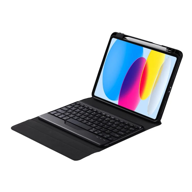 B10 For iPad (2025) / 10.9 (2022) Bluetooth-Compatible Keyboard Tablet Protective Case Stand Cover with Pen Slot - Black