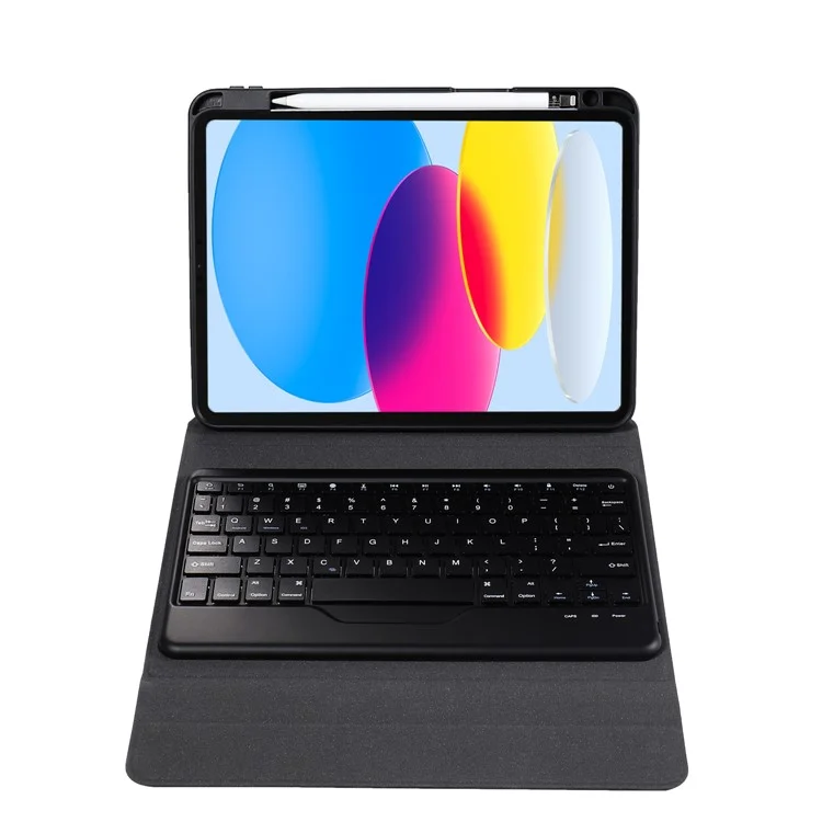 B10 For iPad (2025) / 10.9 (2022) Bluetooth-Compatible Keyboard Tablet Protective Case Stand Cover with Pen Slot - Black