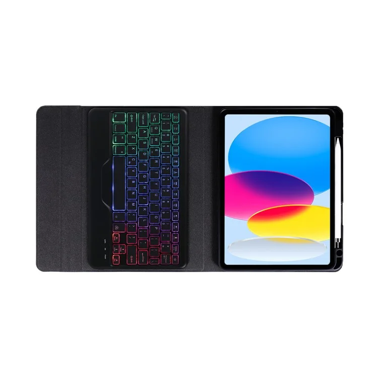 B10S für iPad 10.9 (2022) Kratzsichere Bluetooth-Tastatur, Tablettehülle, Ständer mit Stiftfach - Schwarz
