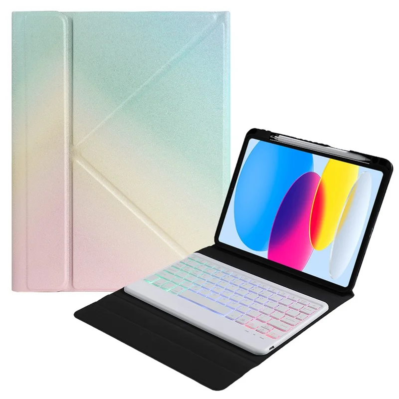B10S For iPad (2025) / 10.9 (2022) Anti-Scratch Bluetooth-Compatible Keyboard Tablet Case Stand Cover with Pen Slot - Multi-Color