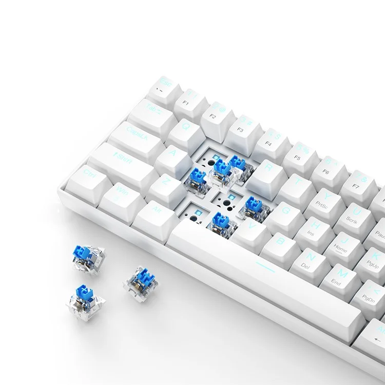IBLANCOD K61 Mechanical Gaming Keyboard 61 Keys Wired / Wireless Keyboard Built-In 2000mAh Battery - White