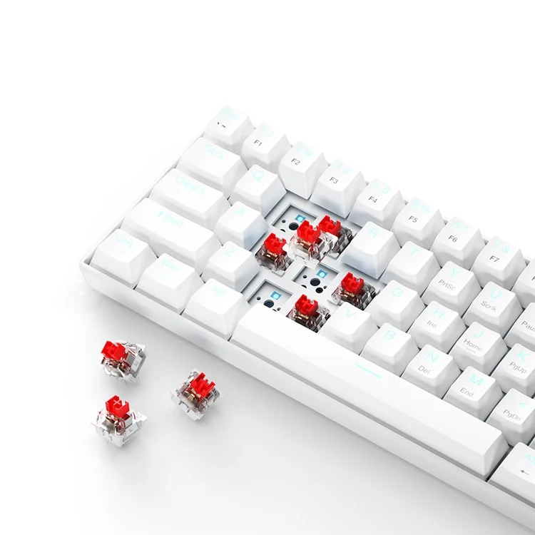 IBLANCOD K61 Mechanical Gaming Keyboard 61 Keys Wired / Wireless Keyboard Built-In 2000mAh Battery - White