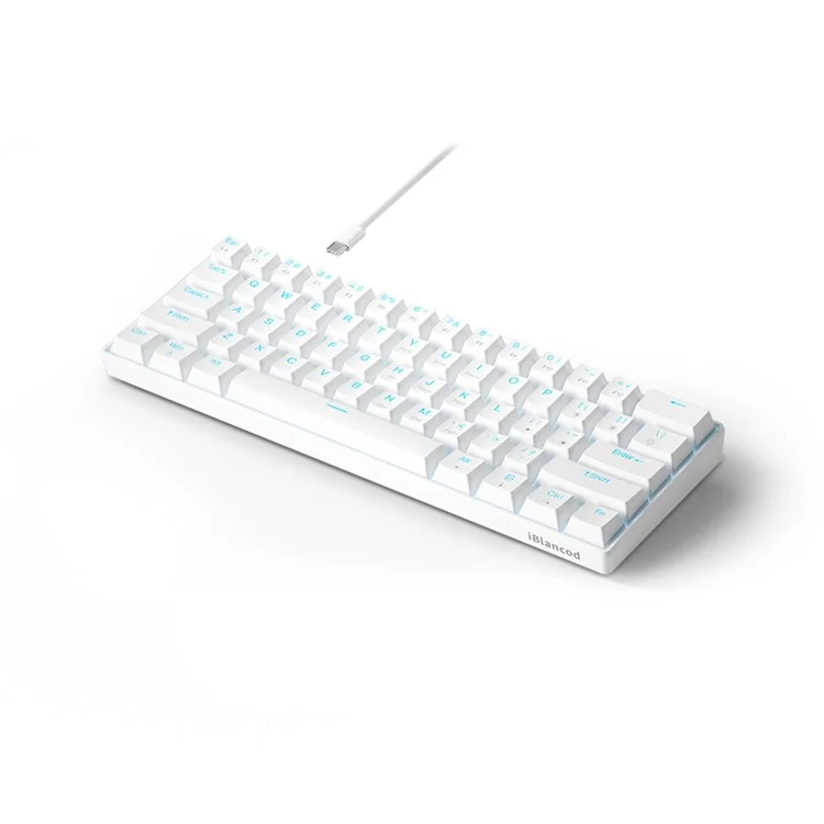 IBLANCOD K61 Mechanical Gaming Keyboard 61 Keys Wired / Wireless Keyboard Built-In 2000mAh Battery - White