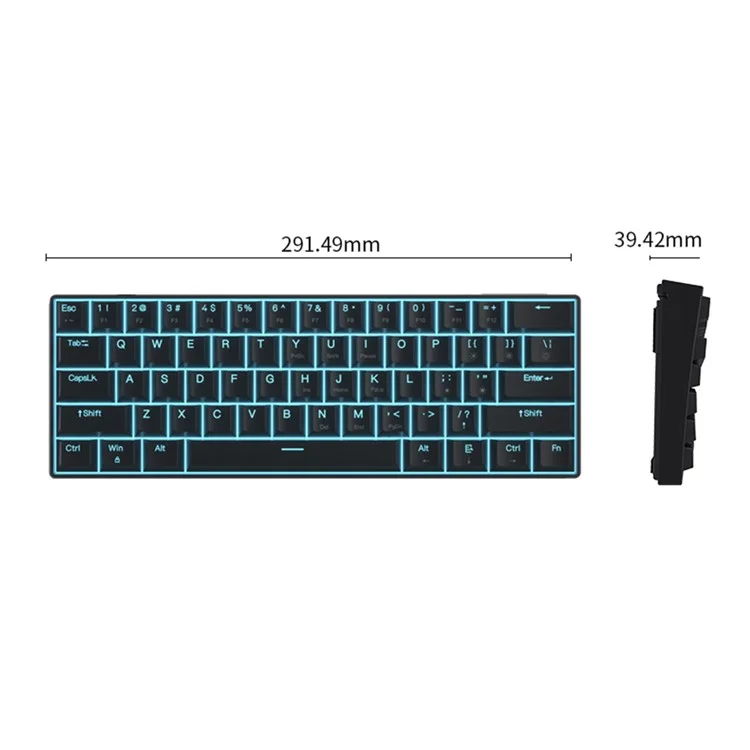 IBLANCOD K61 Mechanical Gaming Keyboard 61 Keys Wired / Wireless Keyboard Built-In 2000mAh Battery - White
