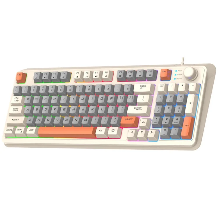 XUNFOX K82 94 Teclas Teclado Gaming Cableado Mixto Color Retroiluminado Teclado USB con Soporte - Abeja