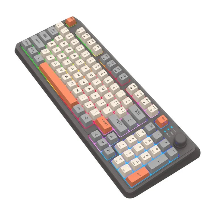 XUNFOX K82 94 touches Clavier de jeu filaire Couleurs mélangées rétroéclairé Clavier USB avec support - Légère lumière
