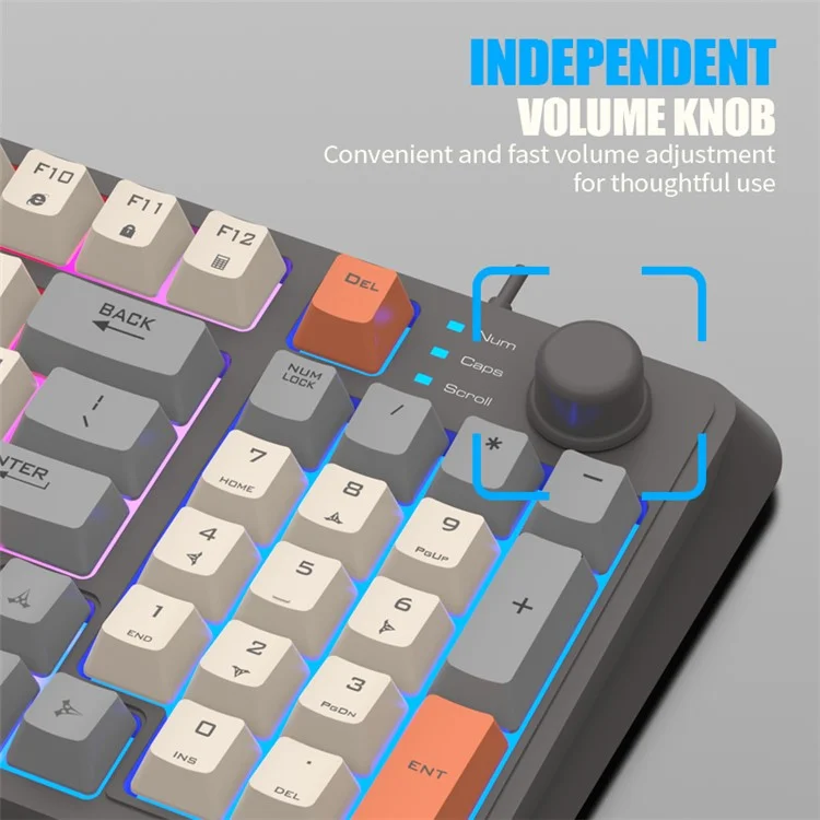 XUNFOX K82 94 touches Clavier de jeu filaire Couleurs mélangées rétroéclairé Clavier USB avec support - Légère lumière