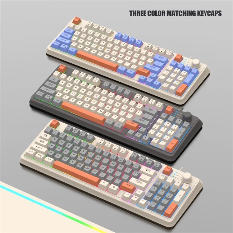 XUNFOX K82 94 touches Clavier de jeu filaire Couleurs mélangées rétroéclairé Clavier USB avec support - Légère lumière