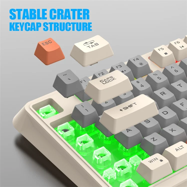 XUNFOX K82 94 Keys Gaming Wired Keyboard Mixed Color Backlit USB Keyboard with Kickstand - Lake Blue