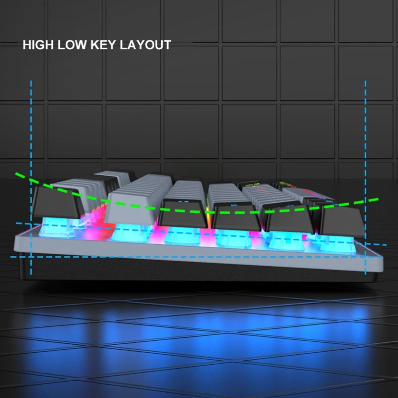 XUNFOX K10 USB Wired Mechanical Hand-Feel Keyboard 87 Keys Gamer Keyboard with Colorful Backlight - Black  /  Grey