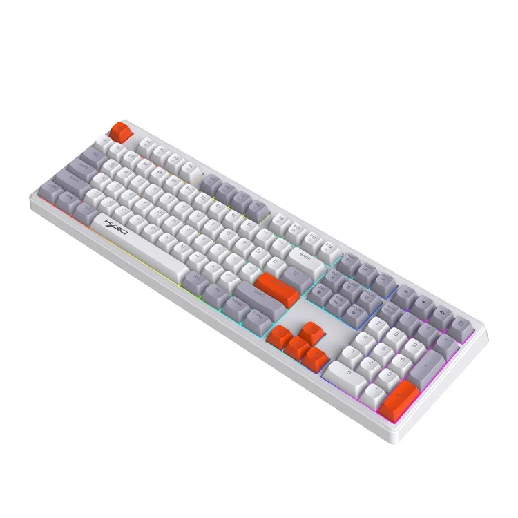 HXSJ V300 Teclado Mecânico de Jogos 108 Teclas RGB Streamer Backlit Ajustável com Fio - Cinza+Branco+Laranja