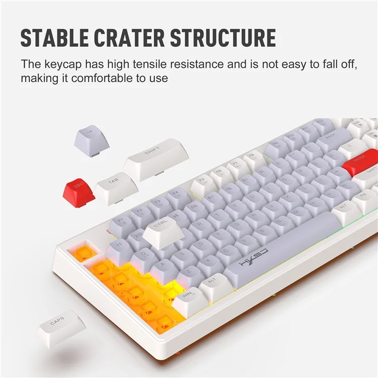 HXSJ V300 Teclado Mecânico de Jogos 108 Teclas RGB Streamer Backlit Ajustável com Fio - Cinza+Branco+Laranja
