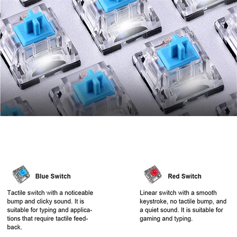 IBLANCOD K61 Mixed Color Keycap Mechanical Blue Backlight Gaming Keyboard for Computer - Grey+Yellow / Red