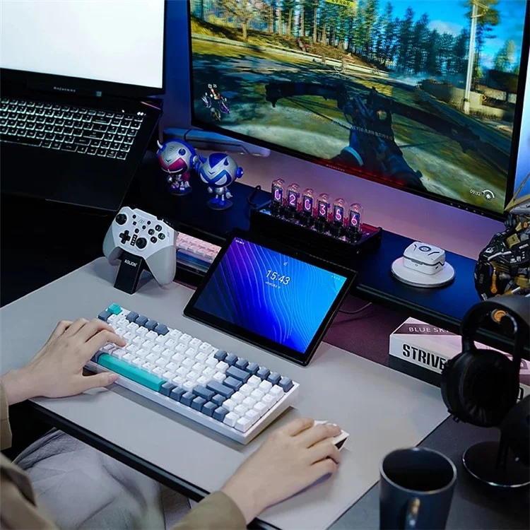 MACHENIKE K500-94 Teclado de Juegos con Cable, Retroiluminación RGB, Sensación Mecánica, Ergonómico - Interruptor Marrón / Gris