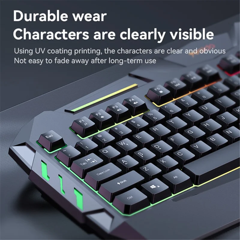 YESIDO KB21 Teclado con Cable USB de 1,5 m, Teclado de Juego de 104 teclas con Luz de Respiración