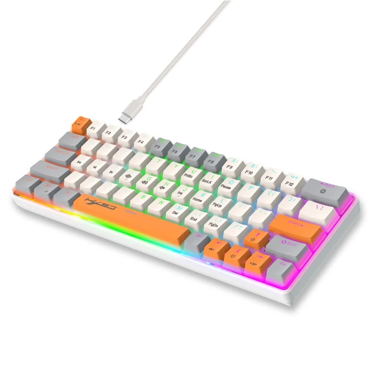 HXSJ V500 Mechanical Wired Keyboard 63 Keys Gaming Keyboard with Backlight Effect - Cyan Switch
