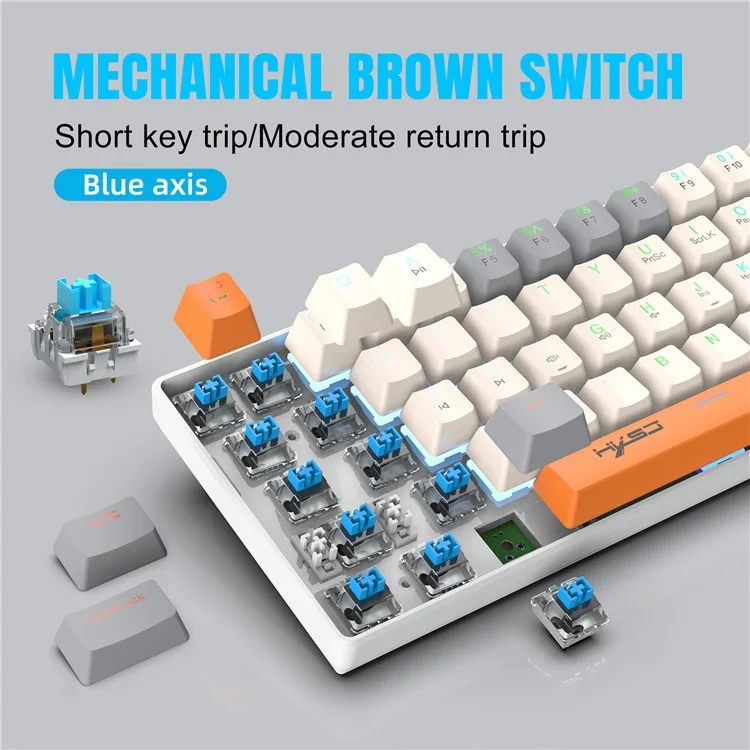 HXSJ V500 Mechanical Wired Keyboard 63 Keys Gaming Keyboard with Backlight Effect - Cyan Switch