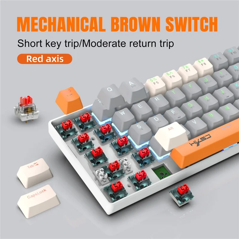HXSJ V500 Mechanical Wired Keyboard 63 Keys Gaming Keyboard with Backlight Effect - Red Switch