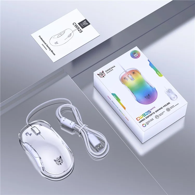 ONIKUMA CW925 USB verkabelte Gaming-Maus RGB-Licht Computer Laptop Mäuse - Weiß