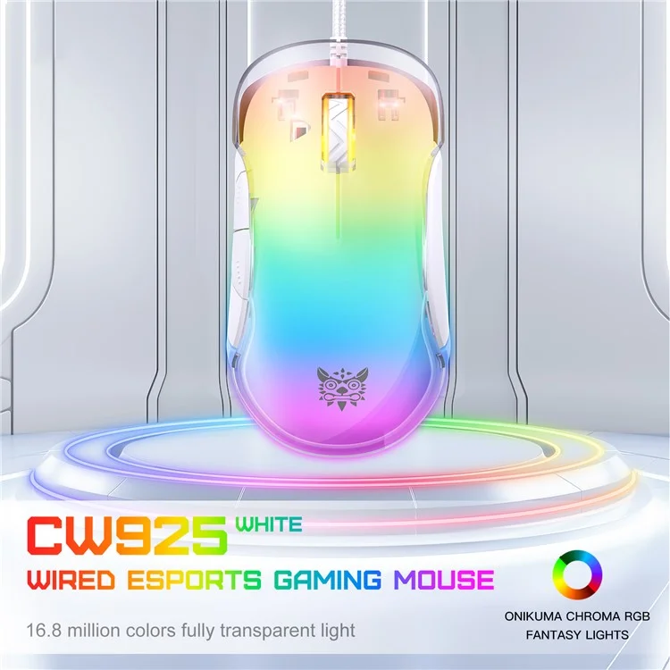 ONIKUMA CW925 USB verkabelte Gaming-Maus RGB-Licht Computer Laptop Mäuse - Weiß