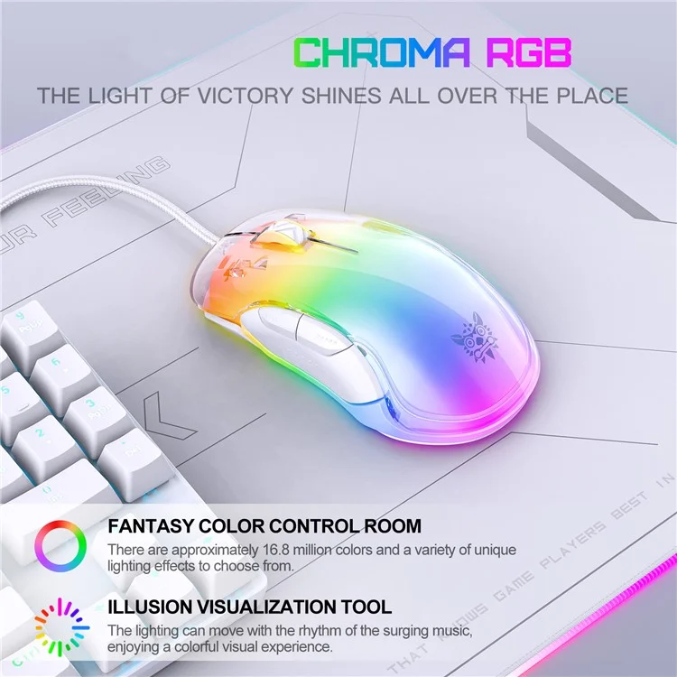 ONIKUMA CW925 USB verkabelte Gaming-Maus RGB-Licht Computer Laptop Mäuse - Weiß