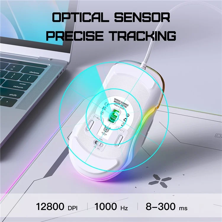 ONIKUMA CW925 USB verkabelte Gaming-Maus RGB-Licht Computer Laptop Mäuse - Weiß