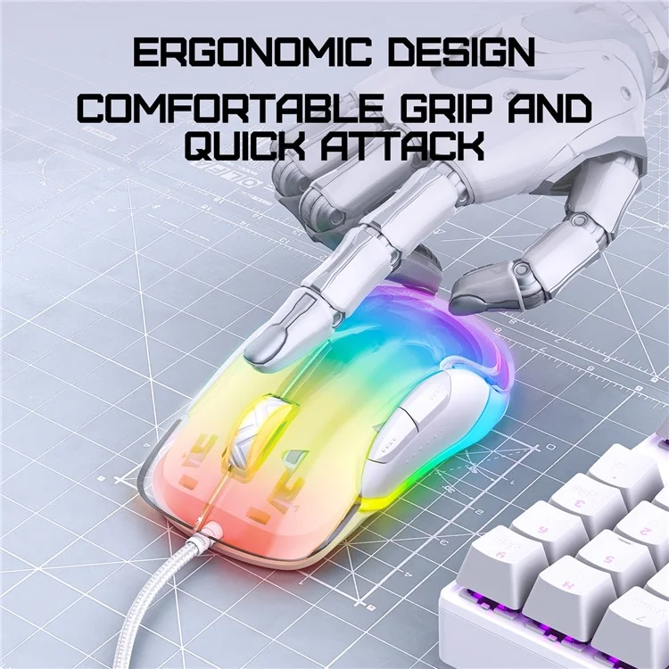 ONIKUMA CW925 USB verkabelte Gaming-Maus RGB-Licht Computer Laptop Mäuse - Weiß
