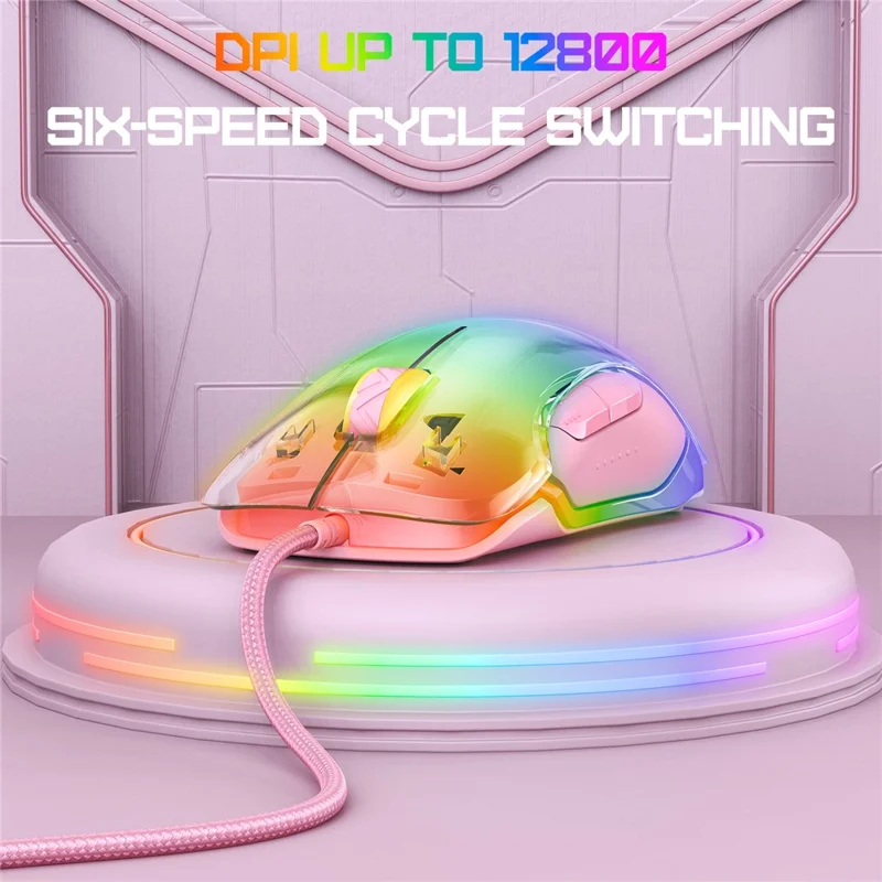 ONIKUMA CW925 USB Wired Gaming Mouse RGB Light Computer Laptop Mice - Pink