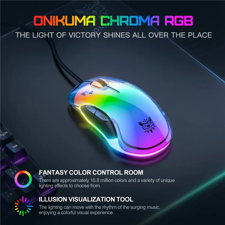 ONIKUMA CW925 USB Wired Gaming Mouse RGB Light Computer Laptop Mice - Black